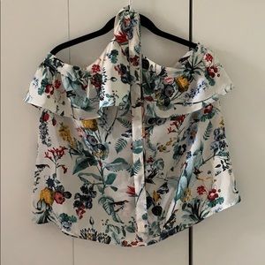 Strapless Flower Print blouse